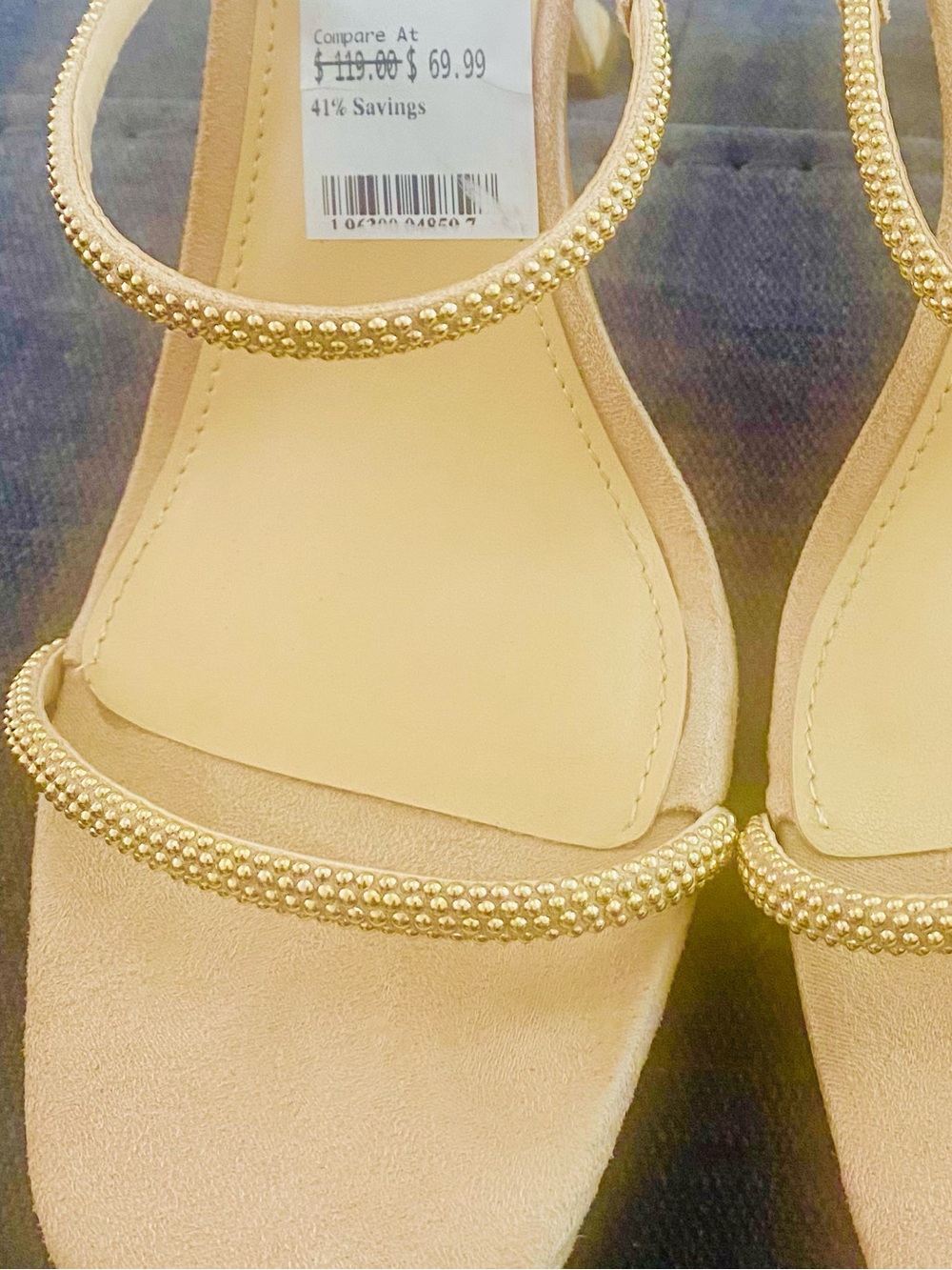 GUESS Nude Gold Jeweled GW Habbit Slide Heel NWT 8 - Picture 6 of 9